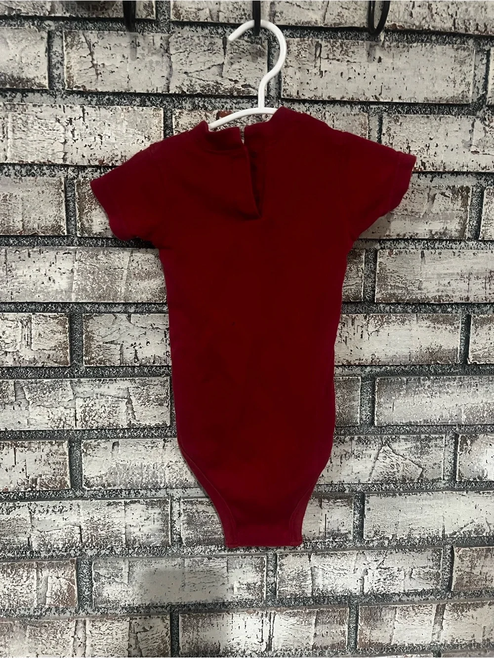 Nike Kids Crimson Red One-Piece Bodysuit with White 'A' Logo